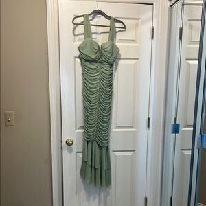 Hello Molly Green Ruched Halter Maxi Dress